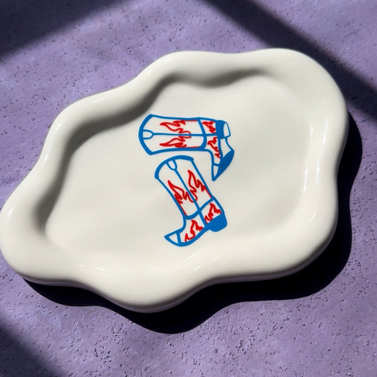 " Cowboy boot" Ceramic tray