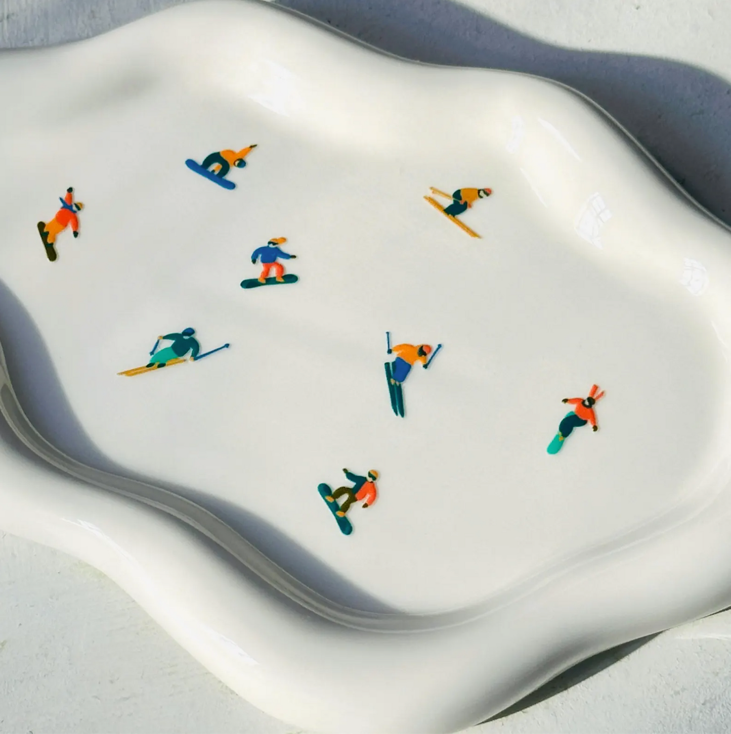 "Skiers" Ceramic Tray