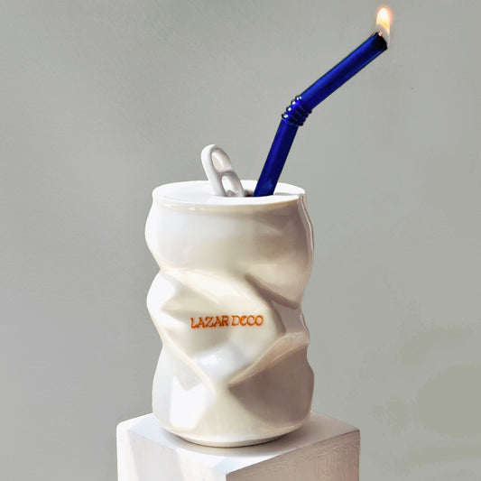 Crushed can oil lamp